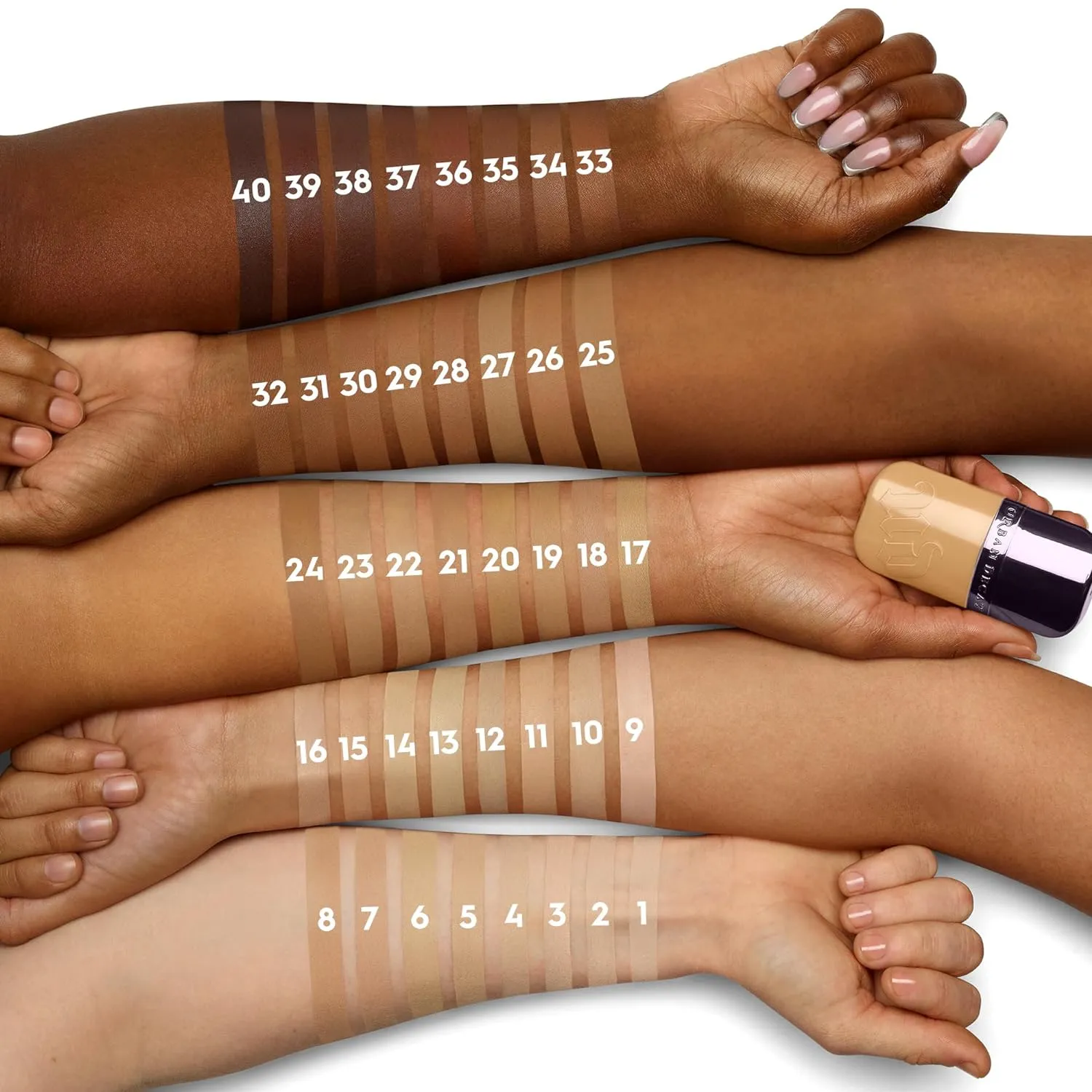 Urban Decay Face Bond Waterproof Foundation, Medium Coverage, Natural Matte Finish, 3% Niacinamide Serum, Self-Setting   Transfer-Resistant, Sweat-Proof, Blurs Skin - 1 fl oz