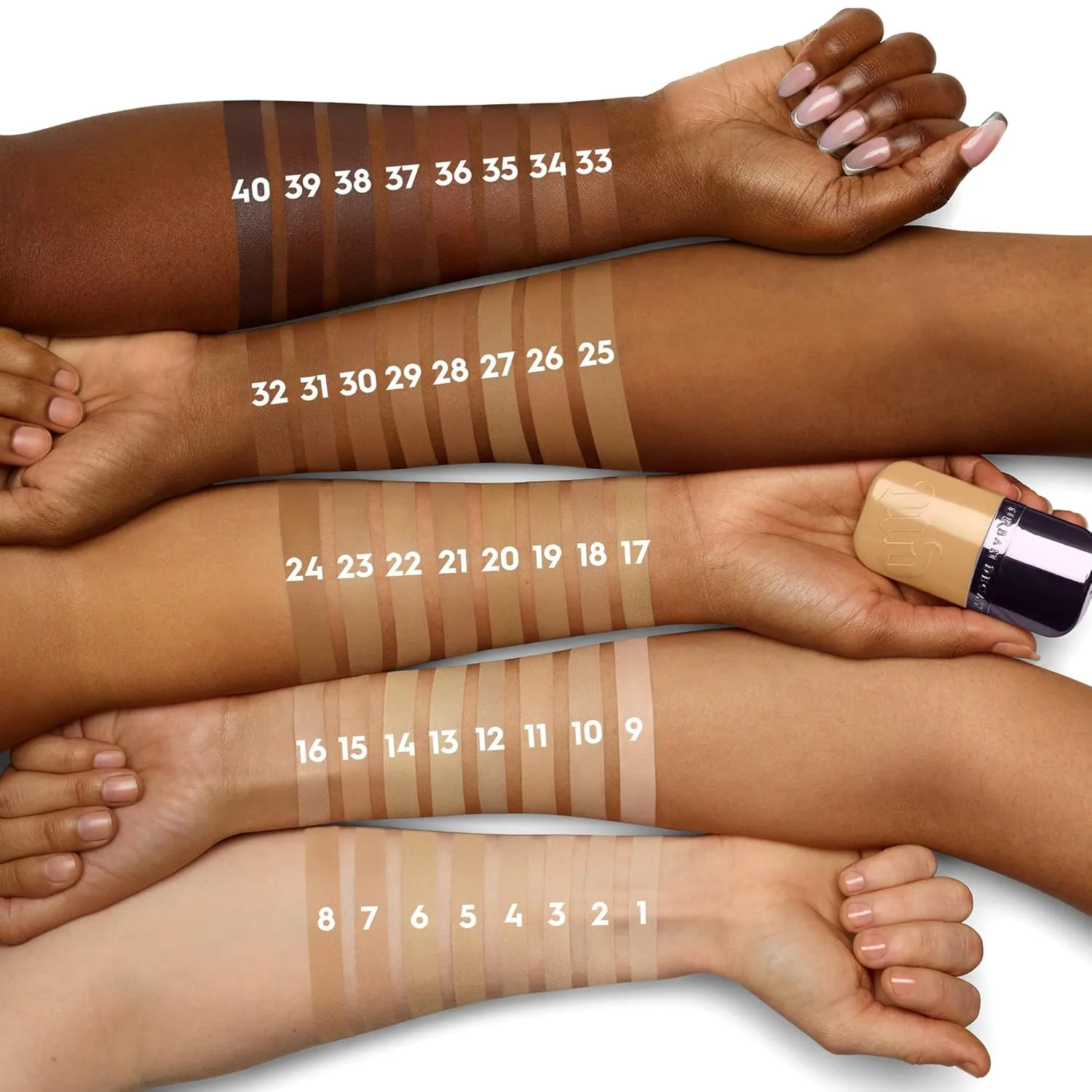 Urban Decay Face Bond Waterproof Foundation, Medium Coverage, Natural Matte Finish, 3% Niacinamide Serum, Self-Setting   Transfer-Resistant, Sweat-Proof, Blurs Skin - 1 fl oz