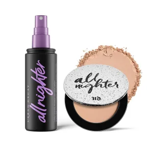 Urban Decay Waterproof Face Makeup Bundle - All Nighter Natural Finish Setting Spray (4 Fl Oz) for Smudge-Proof Wear - All Nighter Mattifying Face Setting Powder (Translucent) for Oil & Shine Control
