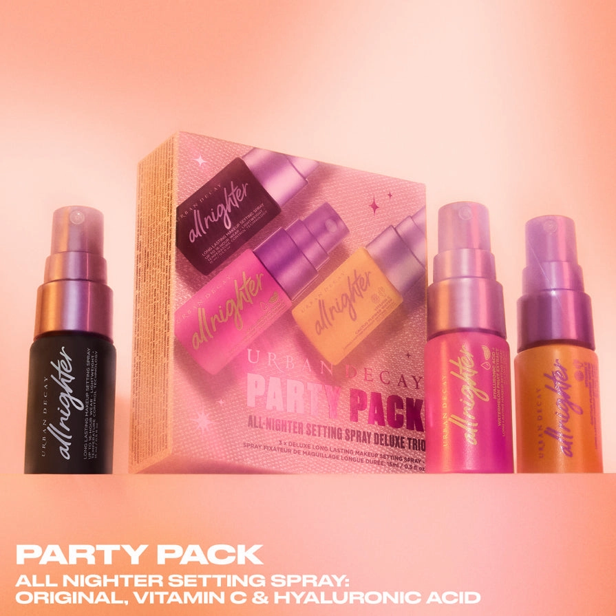 URBAN DECAY PARTY PACK ALLNIGHTER SETTING SPRAY TRIO HOLIDAY MAKEUP SET