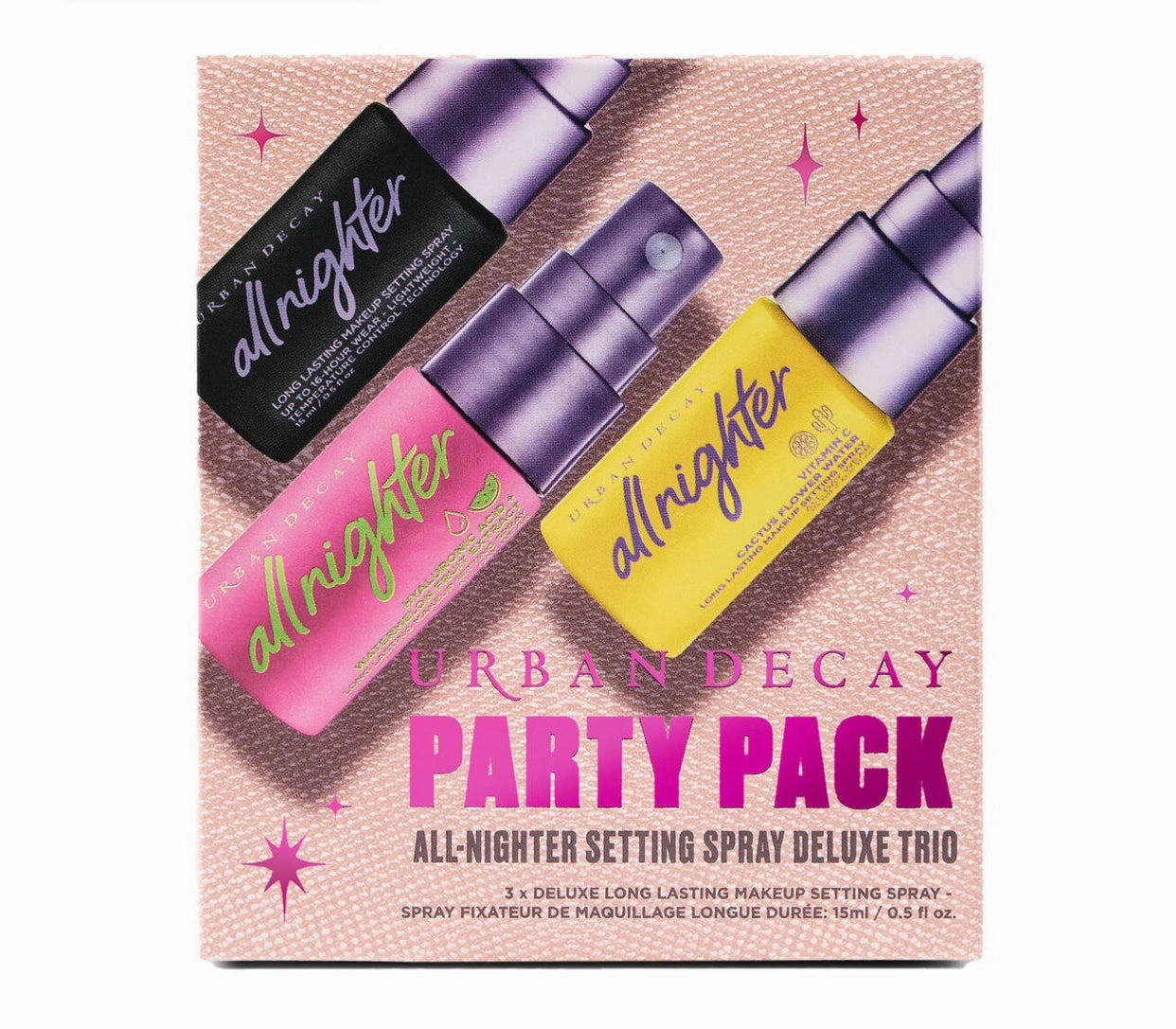 URBAN DECAY PARTY PACK ALLNIGHTER SETTING SPRAY TRIO HOLIDAY MAKEUP SET