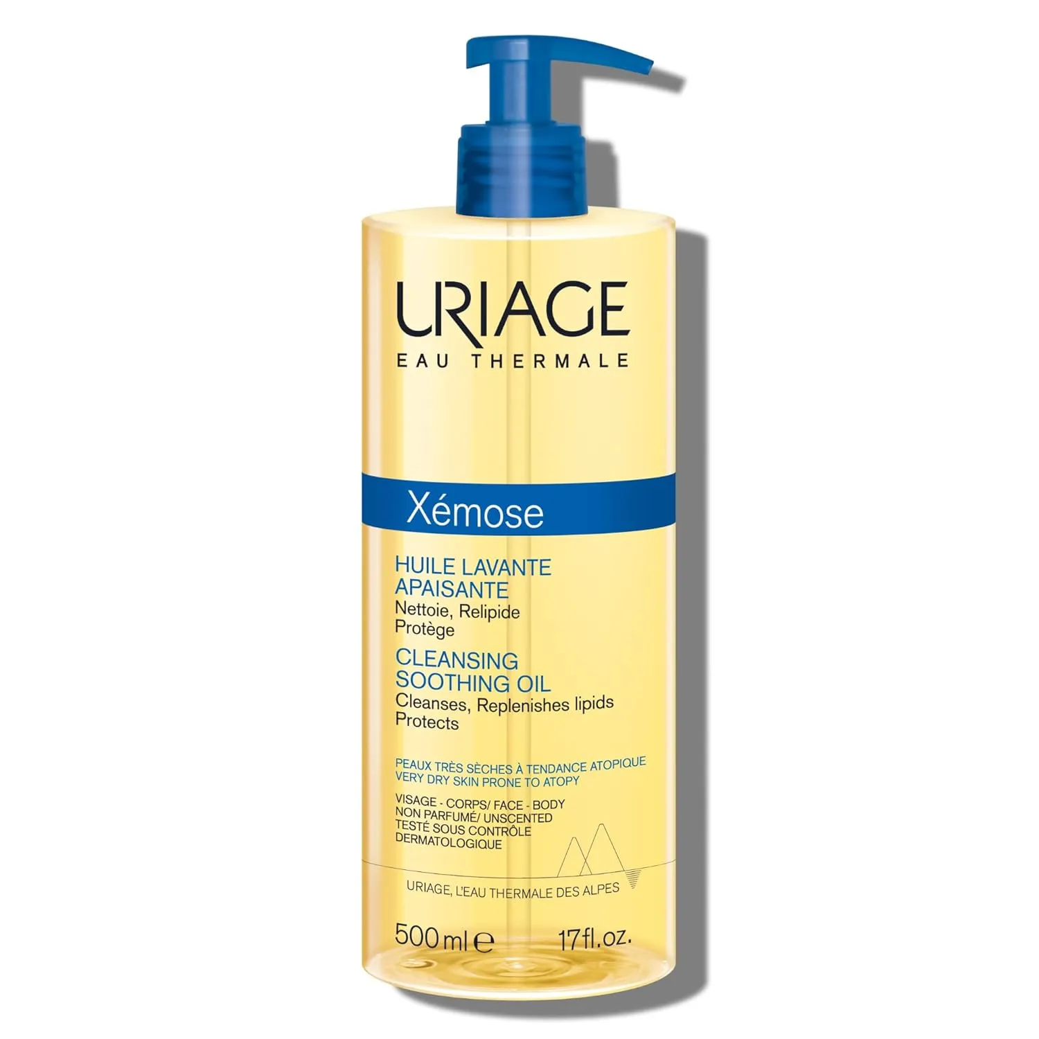URIAGE Xémose Cleansing Soothing Oil | Mild Foaming Nourishing Gel-in-oil, Face & Body, Fragrance & Soap-Free