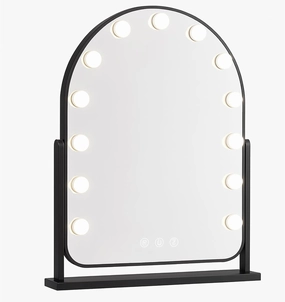 Vanity Makeup Mirror with Lights, Dimmable 3-Color, Black Lighted Vanity Mirror for Tabletop/Wall, Arch Makeup Desk Mirror(Black,30 * 40cm/11.8 * 15.7in)