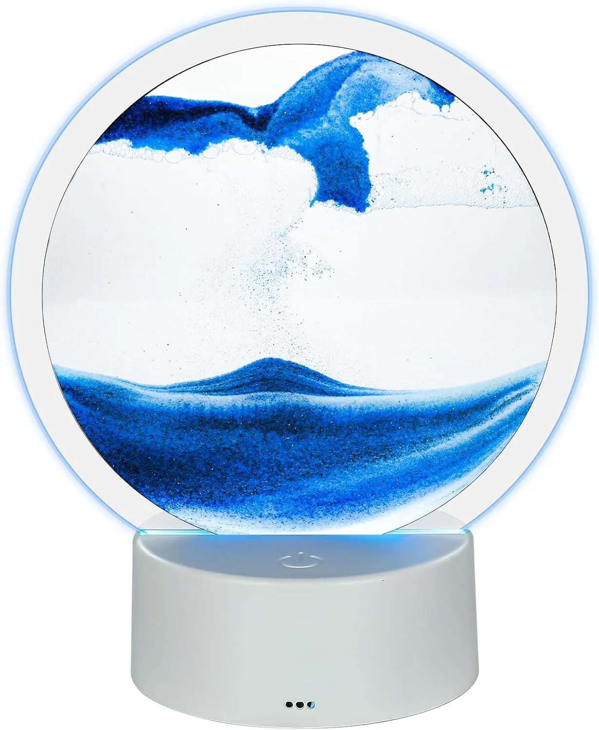 VANTREEGAO Moving Sand Art Picture in Motion - Round Glass Sand Art - Relaxing Home Décor for Office and Living Space (Blue)