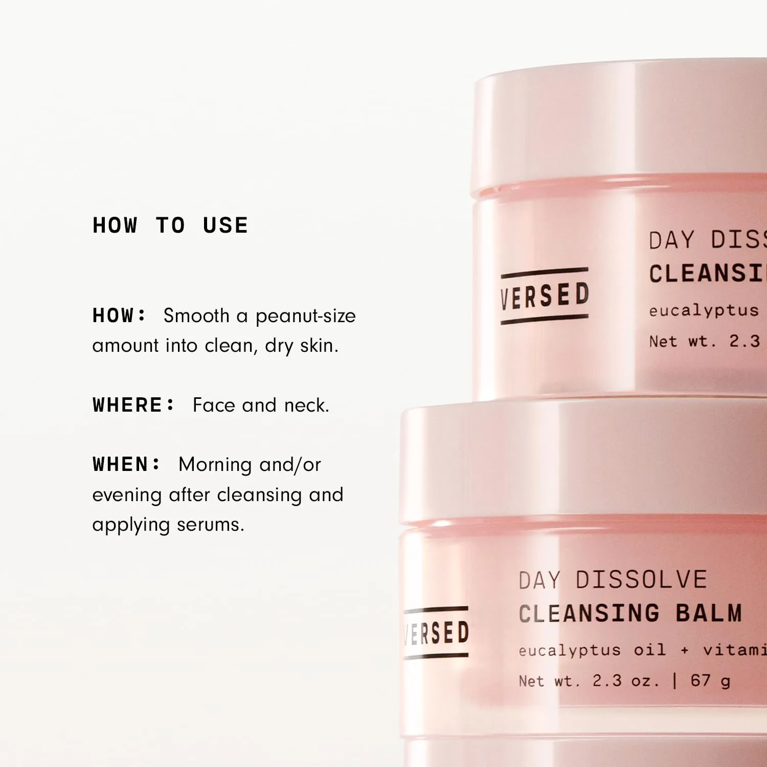 Versed Day Dissolve Cleansing Balm, Jumbo - Residue-Free Makeup Remover & Milk Cleanser with Eucalyptus Oil   Vitamin E - Eye Safe Oil Based Balm Cleanser for All Skin Types - Vegan (4.6 Oz)