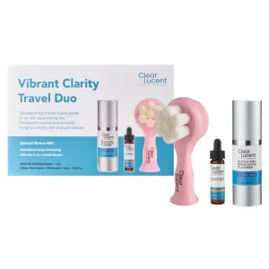 Vibrant Clarity Travel Skincare Set  | TSA‑Friendly GSL AHA/BHA Exfoliating Cleanser & 20 % Vitamin C   E   Ferulic Serum with Facial Brush & Travel Pouch | On‑the‑Go Glass Skin - 2‑Piece Set