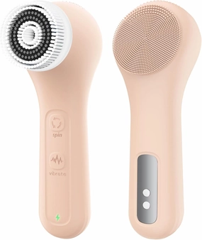 Vibrating and Rotating Face Scrubber, Waterproof Rechargeable Facial Cleansing Brush, 8 Modes for Exfoliating and Massaging, Face Wash Brush for Removing Blackhead(Pink)