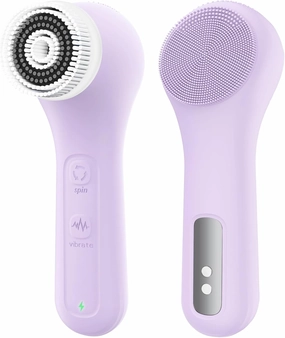 Vibrating and Rotating Face Scrubber, Waterproof Rechargeable Facial Cleansing Brush, 8 Modes for Exfoliating and Massaging, Face Wash Brush for Removing Blackhead(Taro Purple)