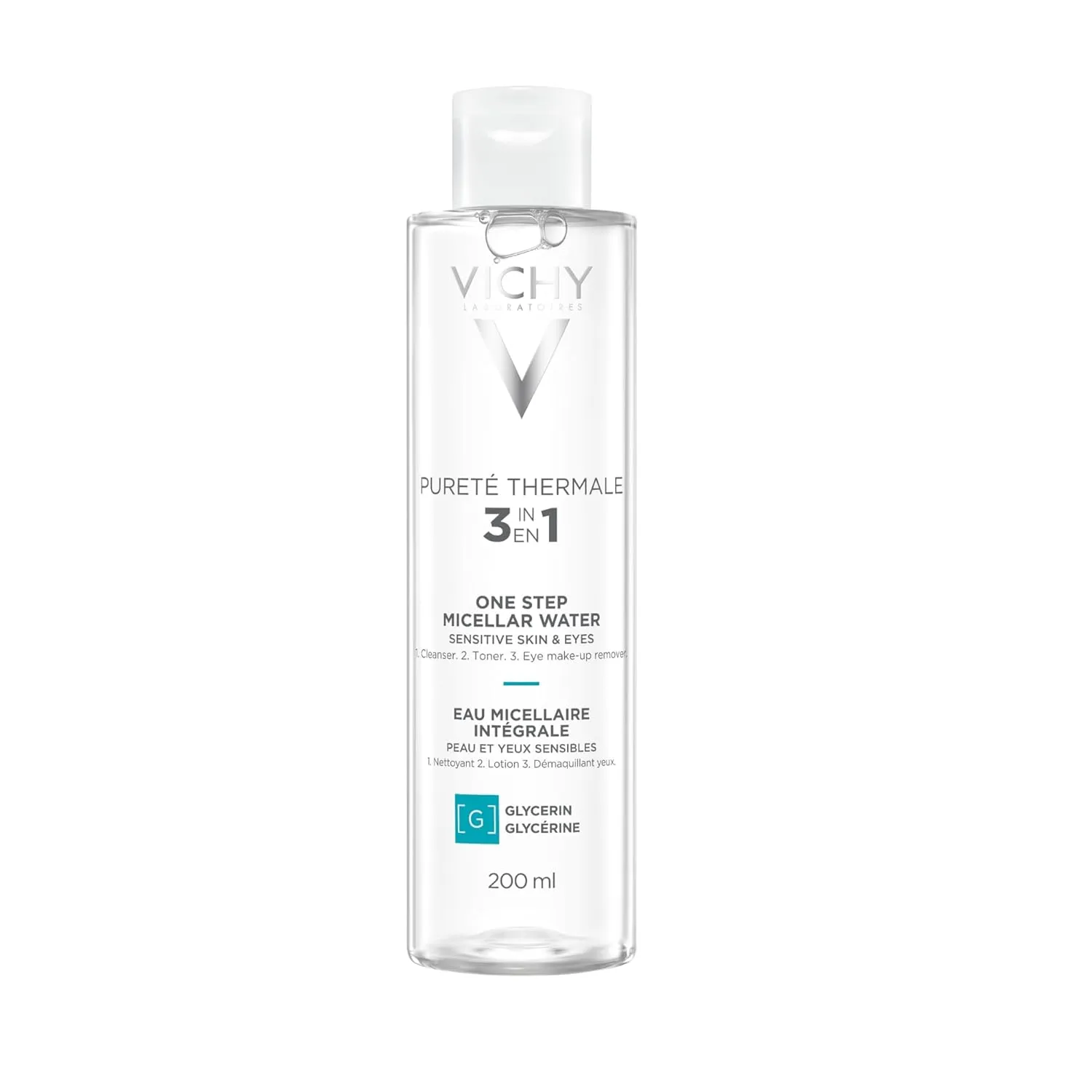 VICHY Pureté Thermale One Step Micellar Water Makeup Remover & Facial Toner, Micellar Cleansing Water & Vitamin B5, No Rinse Needed, Gentle Eye Makeup Remover & Hydrating Toner For Face
