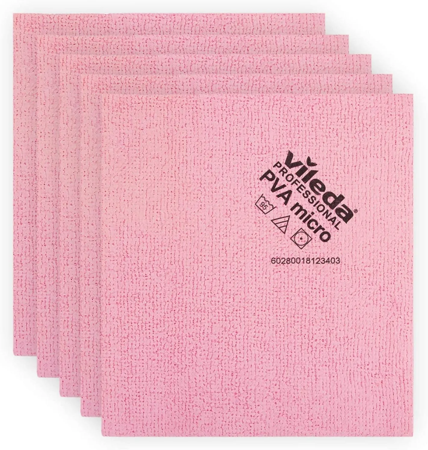 Vileda Professional | PVA Microfiber Cloth Red | All Purpose Cleaning Shammy | Synthetic Chamois Towel | Smooth & Absorbent Materials | 5 Pack