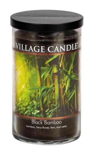 Village Candle Black Bamboo Large Tumbler Jar Candle, 19 Oz, Traditions Collection, Black