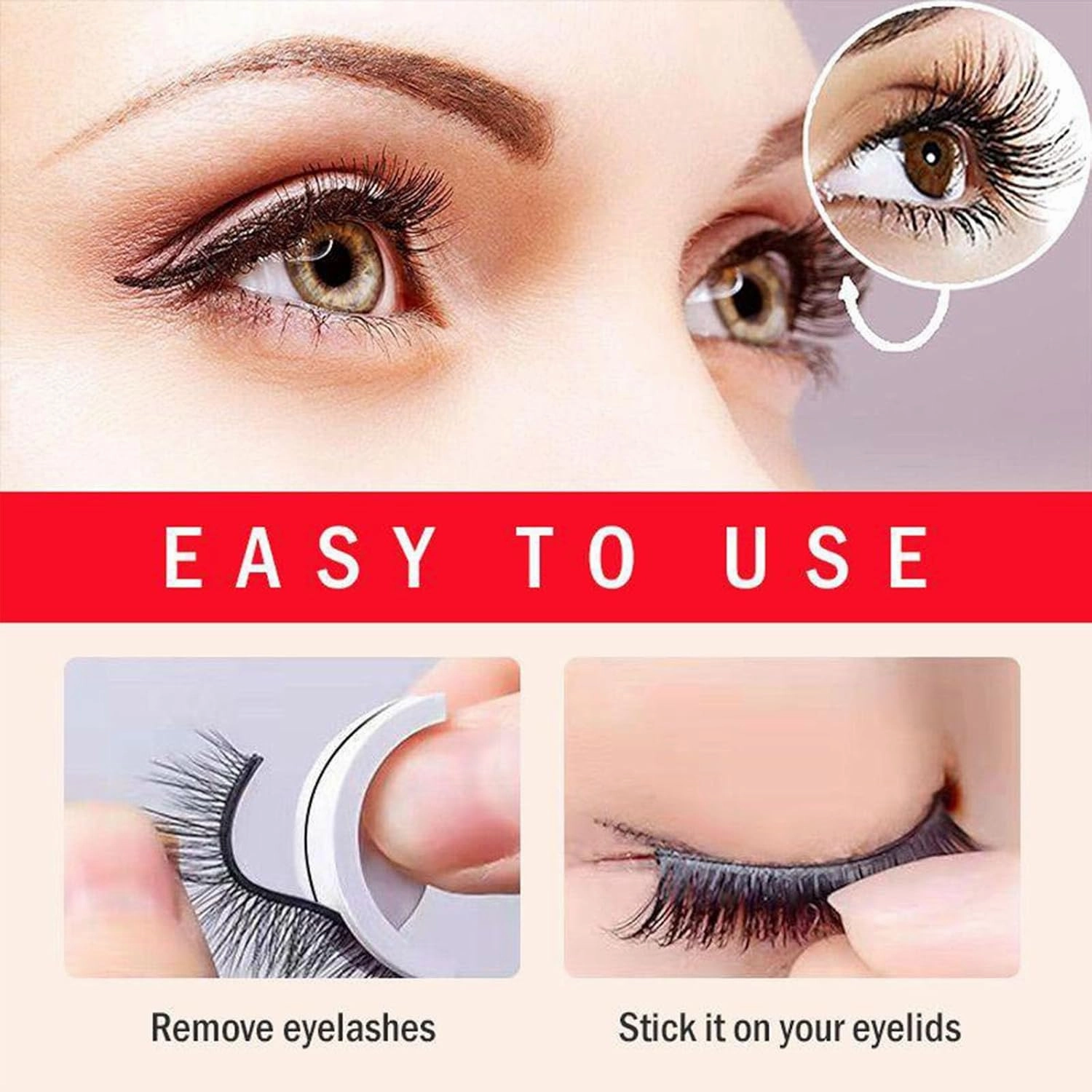 Vintara Reusable Eyelashes,3pairs Keones Reusable Self Adhesive Eyelashes Waterproof,Reusable Self Adhesive Eyelashes Waterproof, Magnetic Eyelashes Natural Look No Glue (3pairs)