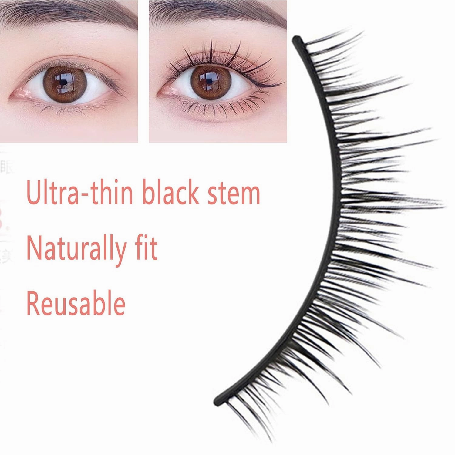 Vintara Reusable Eyelashes,3pairs Keones Reusable Self Adhesive Eyelashes Waterproof,Reusable Self Adhesive Eyelashes Waterproof, Magnetic Eyelashes Natural Look No Glue (3pairs)