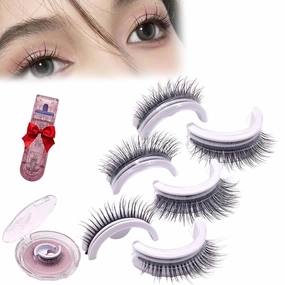Vintara Reusable Eyelashes,3pairs Keones Reusable Self Adhesive Eyelashes Waterproof,Reusable Self Adhesive Eyelashes Waterproof, Magnetic Eyelashes Natural Look No Glue (3pairs)