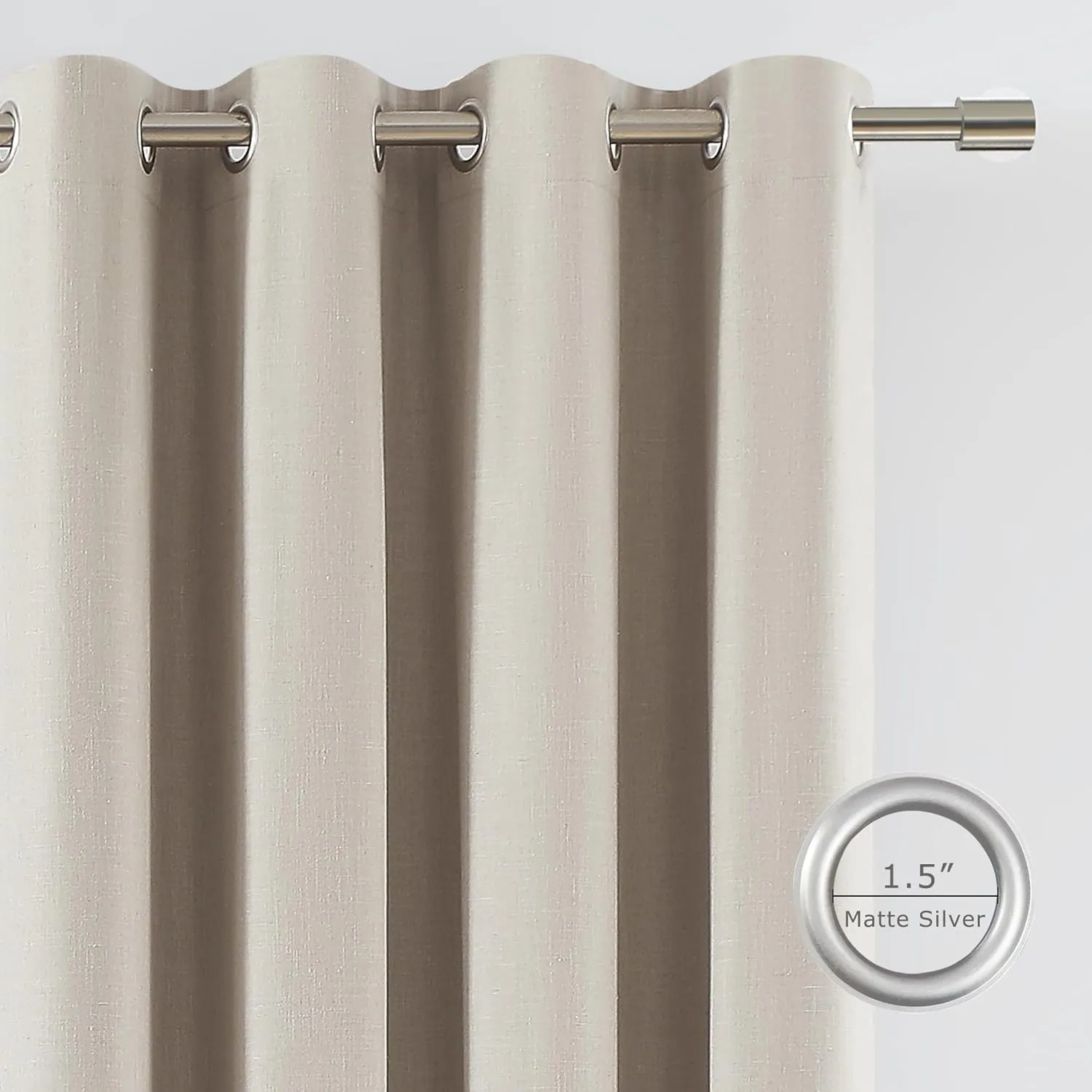 Vision Home Sand Full Blackout Window Curtains Grommet Linen Total Room Darkening Window Panels 84 inches for Bedroom Living Room Noise Reducing Thermal Insulated Linen Drapes 58"Wx84"Lx2,Camel Beige