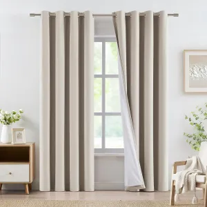 Vision Home Sand Full Blackout Window Curtains Grommet Linen Total Room Darkening Window Panels 84 inches for Bedroom Living Room Noise Reducing Thermal Insulated Linen Drapes 58"Wx84"Lx2,Camel Beige