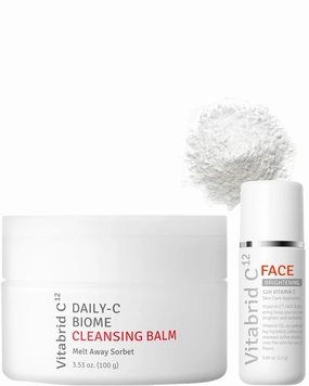 VITABRID Vitamin C Boost Powder for Face with Niacinamide   Daily-C Biome Cleansing Balm Bundle