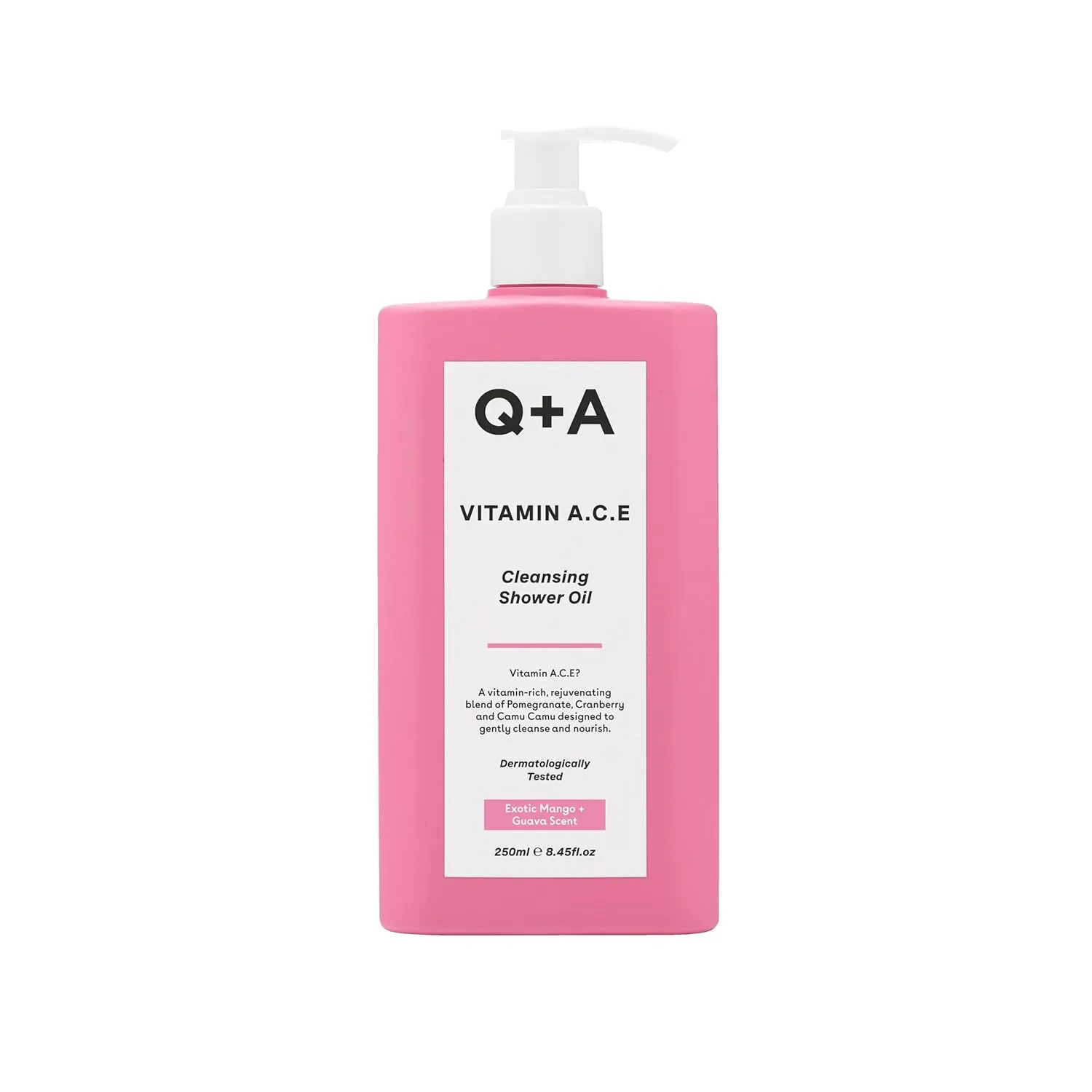 Vitamin A.C.E Cleansing Shower Oil, blend of vitamin-rich Fruit Extracts and Oils, plus a Superfood Complex supporting skin barrier whilst delivering an ultra-gentle cleanse, 250ml