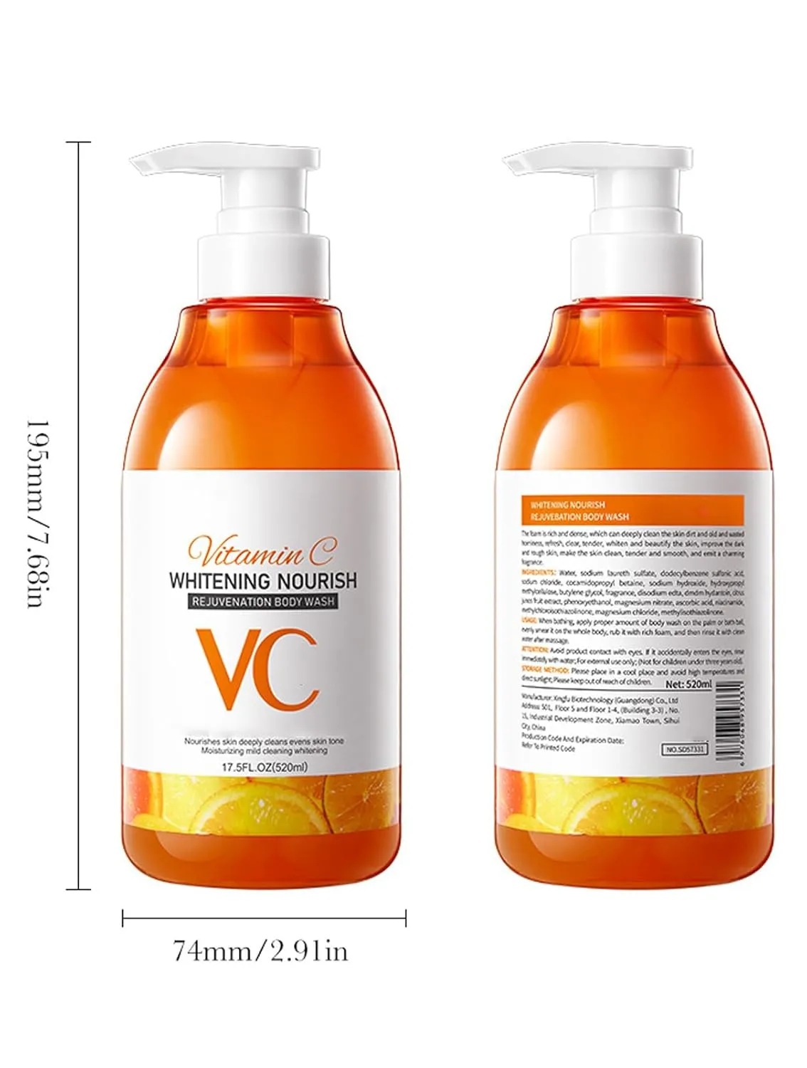 Vitamin C and Lemon 𝗡𝗶𝗮𝗰𝗶𝗻𝗮𝗺𝗶𝗱𝗲 Body Wash, Nourish Vitamin C Body Wash, Rejuvebation Shower Gel, Deep Cleansing & Nourishing, 16.9oz (1)