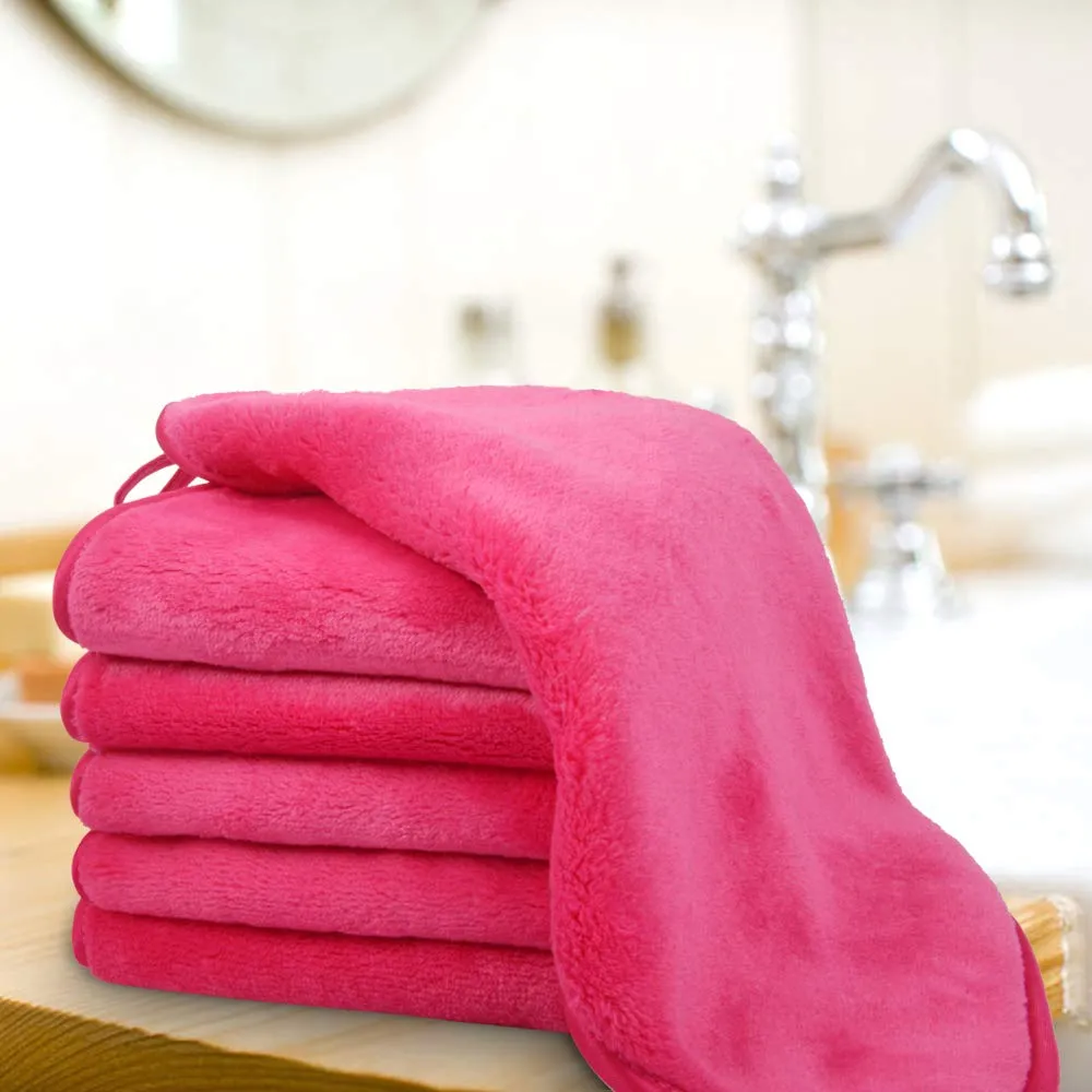 VIVOTE Microfiber Face Cloths Reusable Makeup Remover Cloth Ultra Soft Washcloths for Women 12Inch X 12Inch (6 Pack, Dark Pink)