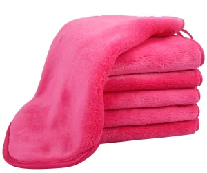 VIVOTE Microfiber Face Cloths Reusable Makeup Remover Cloth Ultra Soft Washcloths for Women 12Inch X 12Inch (6 Pack, Dark Pink)