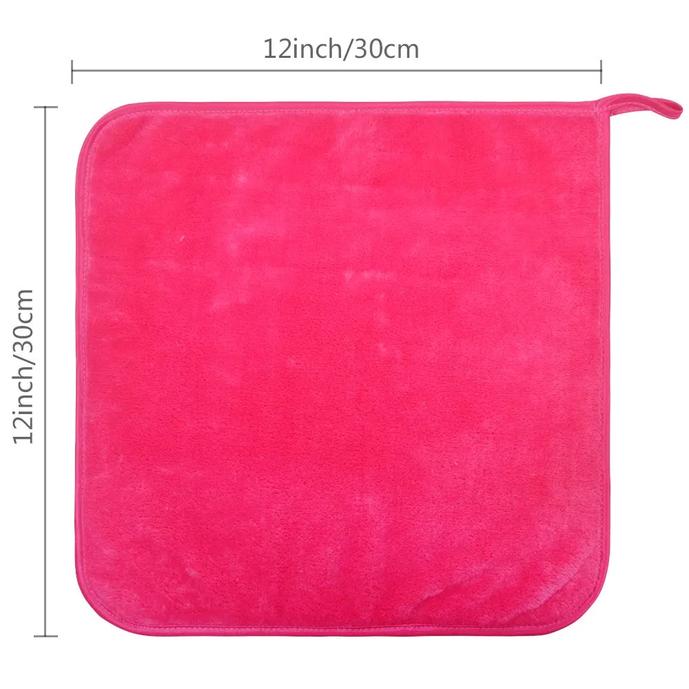 VIVOTE Microfiber Face Cloths Reusable Makeup Remover Cloth Ultra Soft Washcloths for Women 12Inch X 12Inch (6 Pack, Dark Pink)