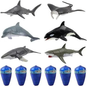Vokodo Ocean Animal Building Toys With 6 Fish Species Including Dolphin Shark Whale Orca Manta Ray In Seashells Kids 3D Puzzle Toy Aquatic Marine Animals STEM Educational Sea Life Learning Party Games