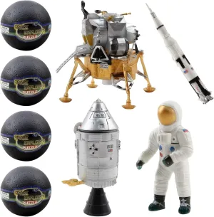 Vokodo Space Toys Station Building Kit in 4 Moon Capsules Kids 3D Puzzle with Astronaut Rocket Pod and Lunar Lander Science NASA Shuttle Exploration STEM Education Easter Great Gift Children Boy Girl