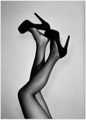 Vossington Legs and High Heels Wall Art Print (Unframed) - Black and White Photography Wall Art For Living Room Decor - Modern Woman Artwork No1463 - Vertical Poster Pictures - 24x36 in