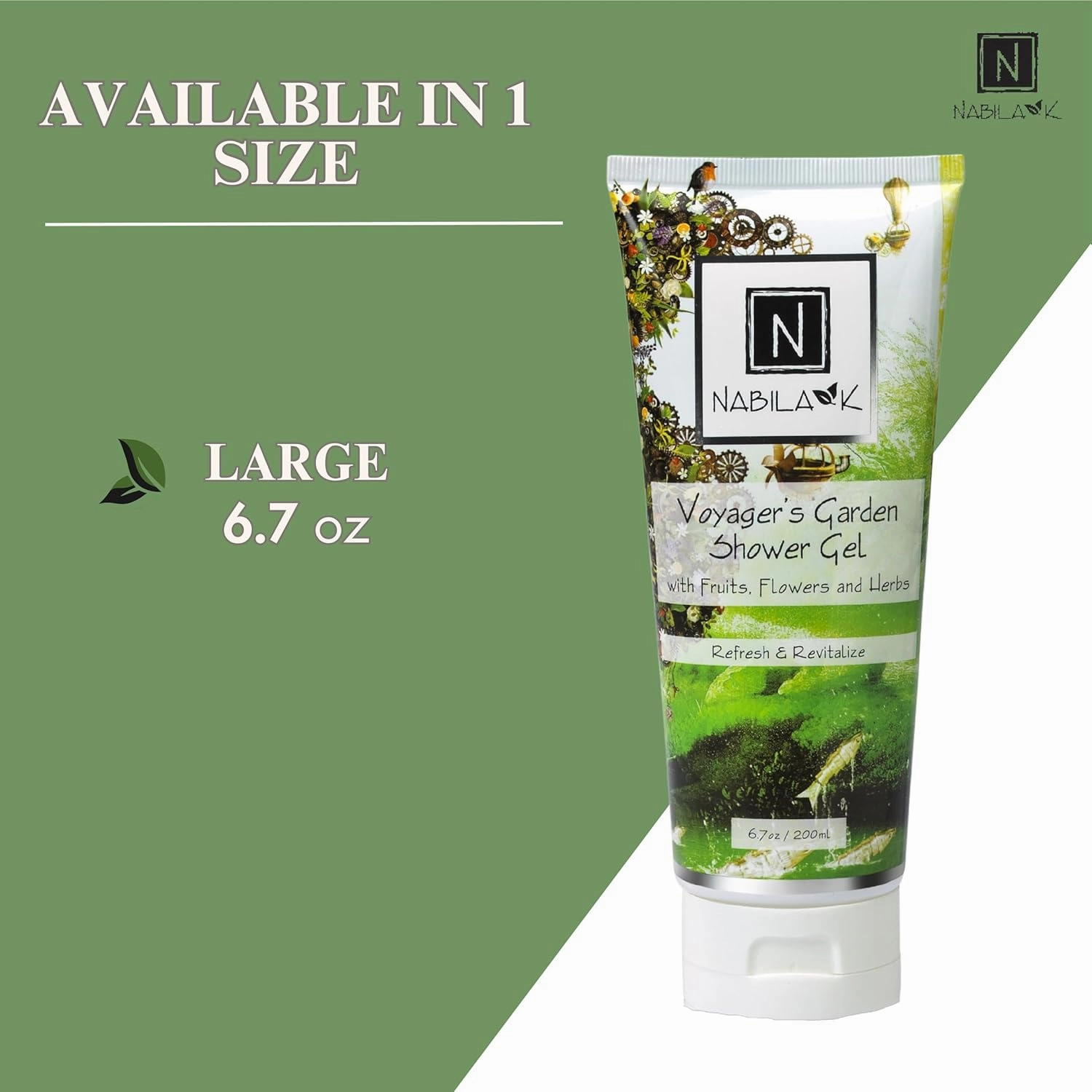 Voyager’s Garden Shower Gel Refreshing Body Wash with Fruits, Flowers & Herbs, 6.7 oz - Naturally Derived, Sulfate-Free, Paraben-Free - Made in the USA