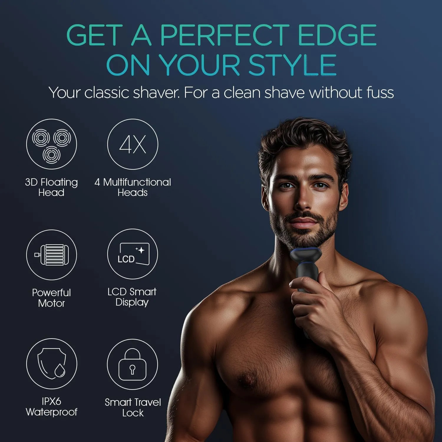 VOYOR Electric Razor for Men Cordless Shavers for Shaving with face sideburn Nose Ear Hair ​Rechargeable Wet Dry Waterproof TX410 New (New Version-Blue)
