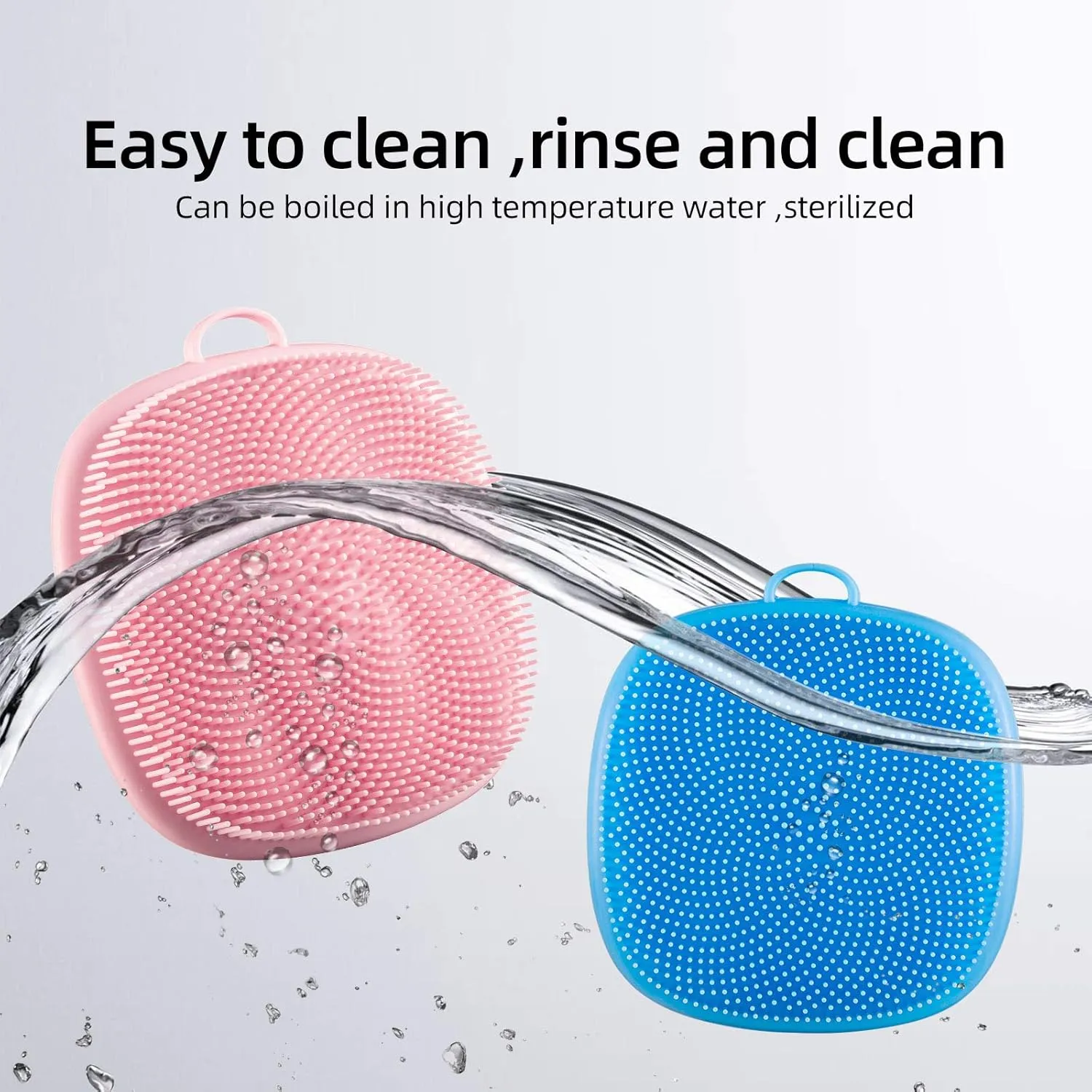 VWMYQ 2 Pack Silicone Face Scrubber for Men and Women Facial Cleansing Brush Silicone Face Wash Brush Manual Waterproof Cleansing Skin Care Face Brushes for Cleansing and Exfoliating (Blue_Pink)