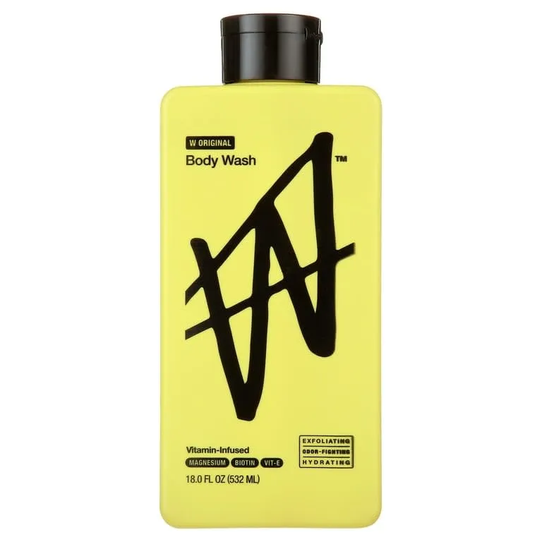 W by jake paul Original Body Wash, Vitamin-Infused with Magnesium and Biotin, Exfoliating and Hydrating, 18 Fl Oz