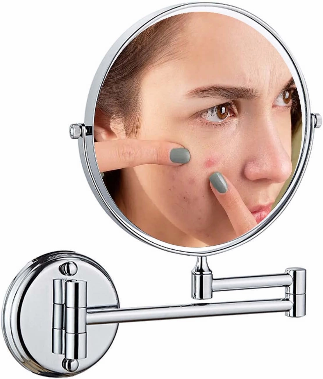 Wall Mounted Makeup Mirror with Magnification, Two-Sided Bathroom Mirror, 360°rotatable, The Stand can be Folded and Unfolded, Gifts for Handsome Men and Women, for Makeup and face Cleansing.-10X||A