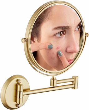 Wall Mounted Makeup Mirror with Magnification, Two-Sided Bathroom Mirror, 360°rotatable, The Stand can be Folded and Unfolded, Gifts for Handsome Men and Women, for Makeup and face Cleansing.-10X||H