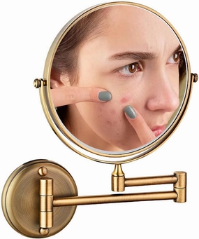 Wall Mounted Makeup Mirror with Magnification, Two-Sided Bathroom Mirror, 360°rotatable, The Stand can be Folded and Unfolded, Gifts for Handsome Men and Women, for Makeup and face Cleansing.-7X||C
