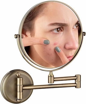 Wall Mounted Makeup Mirror with Magnification, Two-Sided Bathroom Mirror, 360°rotatable, The Stand can be Folded and Unfolded, Gifts for Handsome Men and Women, for Makeup and face Cleansing.-7X||D