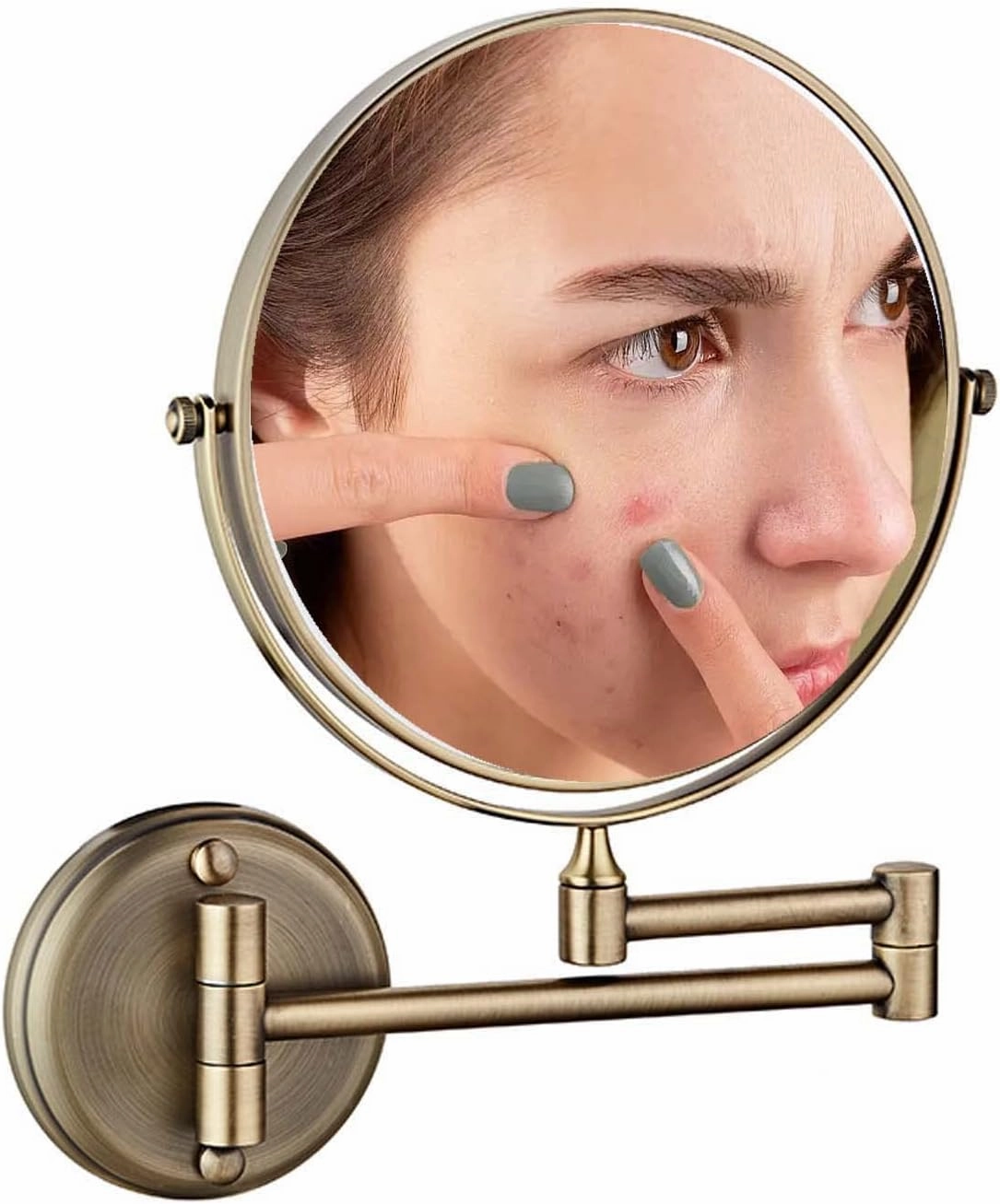 Wall Mounted Makeup Mirror with Magnification, Two-Sided Bathroom Mirror, 360°rotatable, The Stand can be Folded and Unfolded, Gifts for Handsome Men and Women, for Makeup and face Cleansing.-7X||D
