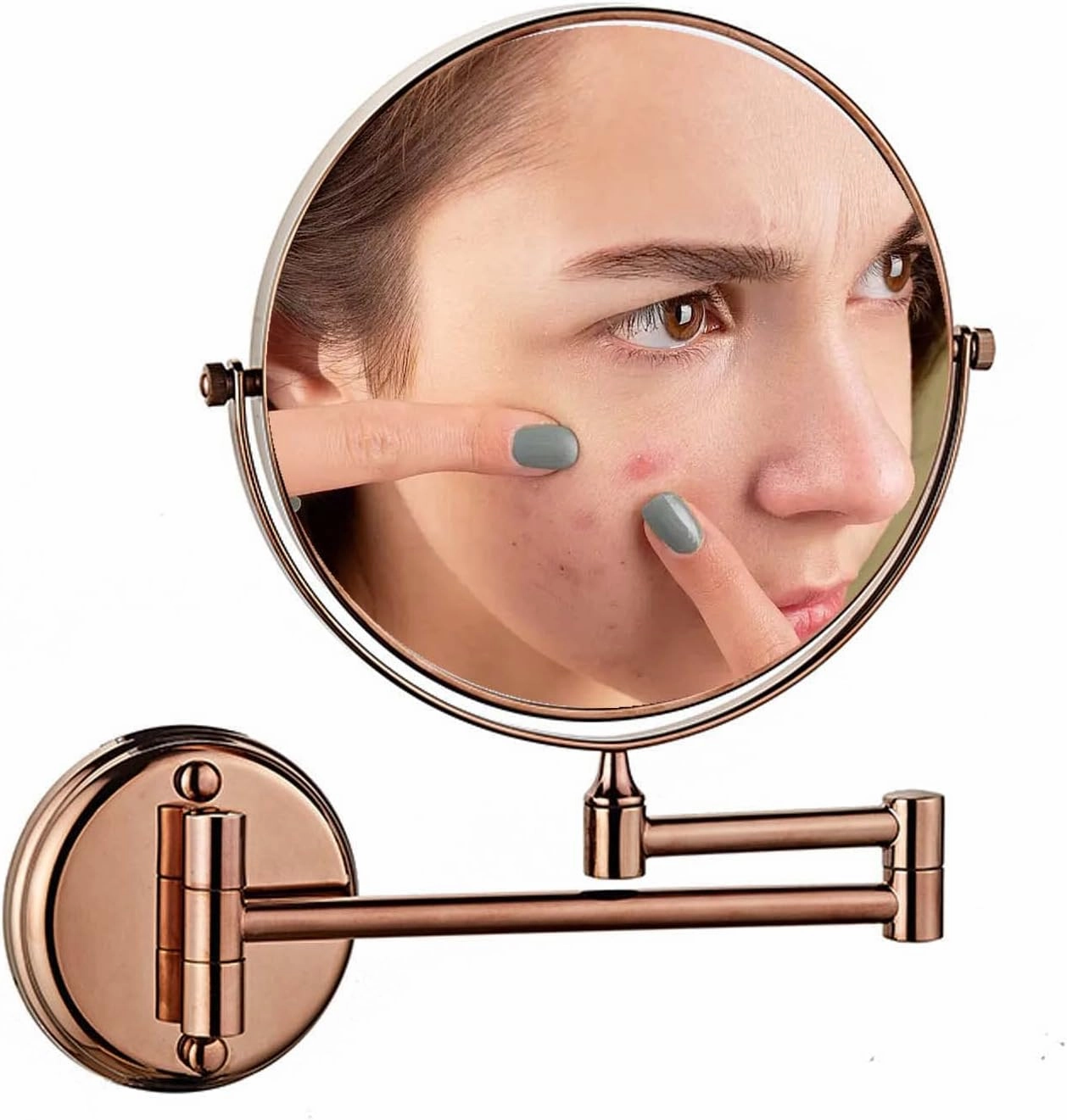 Wall Mounted Makeup Mirror with Magnification, Two-Sided Bathroom Mirror, 360°rotatable, The Stand can be Folded and Unfolded, Gifts for Handsome Men and Women, for Makeup and face Cleansing.-7X||E