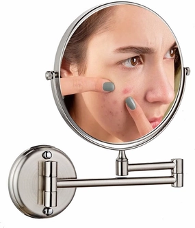 Wall Mounted Makeup Mirror with Magnification, Two-Sided Bathroom Mirror, 360°rotatable, The Stand can be Folded and Unfolded, Gifts for Handsome Men and Women, for Makeup and face Cleansing.-7X||G