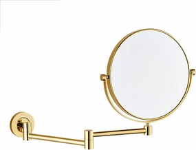 Wall Mounted Makeup Mirror with Magnification,Two-Sided Bathroom Mirror,360°rotatable,The Stand can be Folded and Unfolded,Gifts for Handsome Men and Women, for Makeup and face Cleansing-Gold||7X