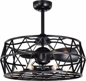 Warehouse of Tiffany Loredana 26 Inch Matte Black Finish Ceiling Lighted Fandelier with Remote