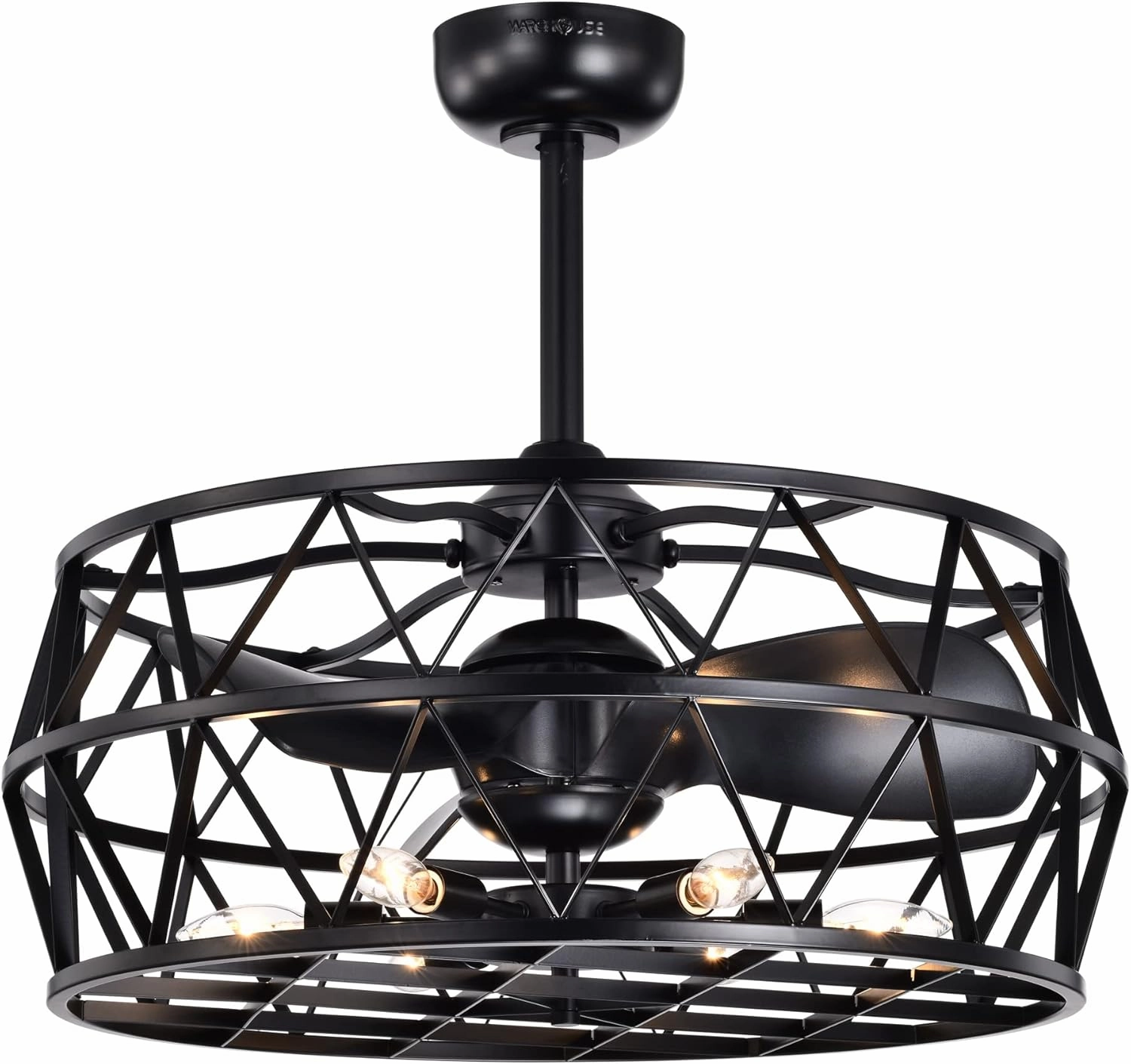 Warehouse of Tiffany Loredana 26 Inch Matte Black Finish Ceiling Lighted Fandelier with Remote