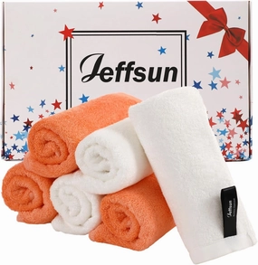 Wash Cloths 6 Pack, Super Soft and Gentle Face Towels on Sensitive Skin, 13x13 inch Large Bath Washcloths for Face and Body, Reusable Makeup Remover Eraser, Easy to Rinse White Facial Cleaning Cloths