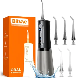Water Flossers for Teeth, Bitvae Portable 300ML Electric Flosser Pick, USB Rechargeable Water Teeth Cleaner Picks, 3 Cleaning Modes, 6 Jet Tips, IPX7 Waterproof, Water Flosser for Teeth Cleaning