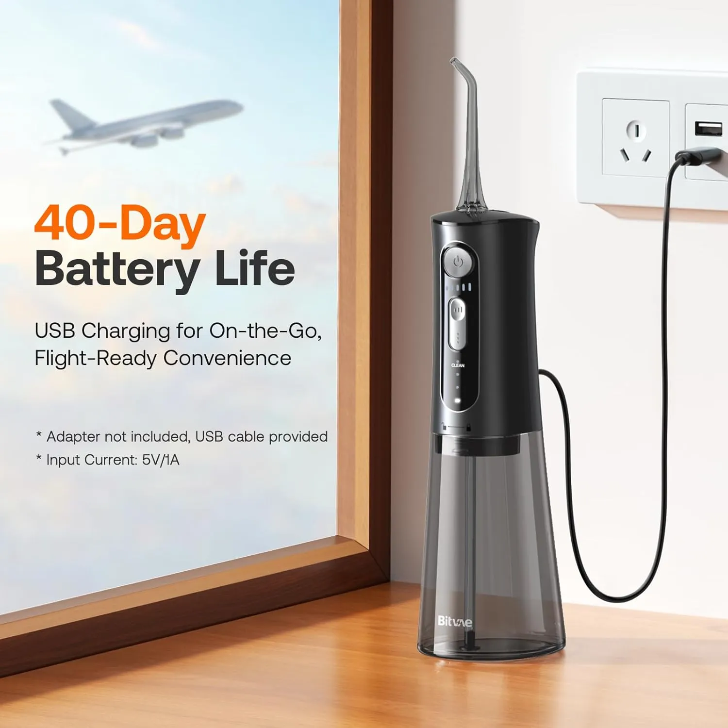 Water Flossers for Teeth, Bitvae Portable 300ML Electric Flosser Pick, USB Rechargeable Water Teeth Cleaner Picks, 3 Cleaning Modes, 6 Jet Tips, IPX7 Waterproof, Water Flosser for Teeth Cleaning