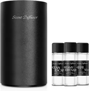 Waterless Essential Oil Diffuser Starter Kit - No Water Needed, Battery Operated Mini Scent Air Machine, Included 3x20ML Essential Oils, Portable Aromatherapy Diffuser for Home & Car & Office, Black