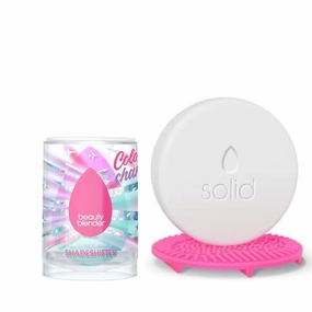 Wave Beauty Blender Makeup Sponge & Blendercleanser Solid Sponge & Brush Cleanser   Silicone Scrub Mat