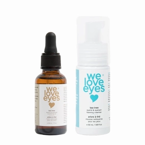 We Love Eyes - The Eyelid Scrub Kit - All Natural Tea Tree Eyelid Cleansing Kit (Cleansing Oil 30 ml & Foaming Cleanser 50 ml) Paraben & Sulfate Free - Made in USA