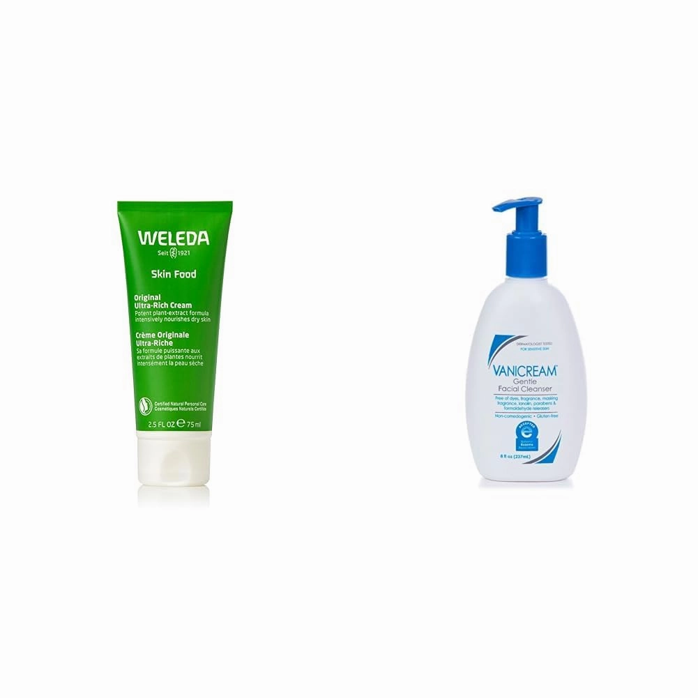 Weleda Skin Food 2.5oz Ultra-Rich Body Cream & Vanicream 8oz Gentle Facial Cleanser Sensitive Skin Bundle